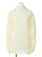 ハーフスティッチハイネックニット/ライトブルー