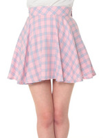 バックリボンチェックスカート/ピンク