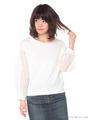 パンチングレース袖プルオーバー/Off White