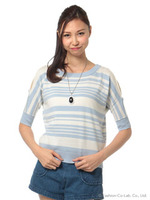 ビジューネックレス付きニットトップス/ブラック