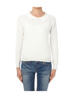 ビジュー襟ワイドリブニット/ネイビー(093)