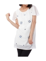 ビジュー使いベルスリーブチュニック/ホワイト(003)