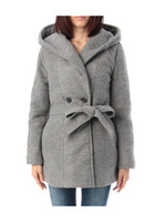 ビッグフードつきベルテッドコート/ブラック(019)