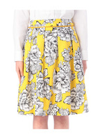 ビッグフラワープリントプリーツスカート/イエロー(232)
