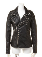 フェイクレザースタッズライダースジャケット/ブラック