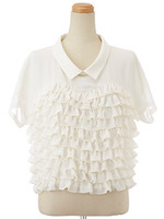 フリフリシフォンブラウス/ブラック