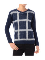 フロントチェック起毛ニットプルオーバー/ブルー系(294)