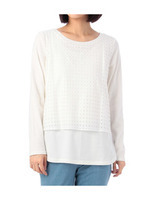 ブロックレース重ねカットソー/グレー(012)