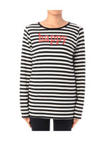 ボーダープリントボートネックカットソー/ブルー(392)