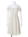 マルチドットオフショルワンピース/WHT