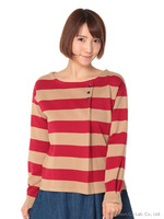 ミラノリブボーダーニット/杢グレー