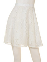 メッシュフラワー刺繍スカート/ライトブルー