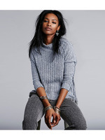 モックネックリブニット/ブルー(092)