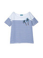 ヤシの木プリントボーダーTシャツ/レッド