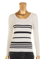 ランダムボーダーニットトップス/ベージュ