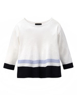 リネン混カラーライン入りニット/ネイビー系(393)