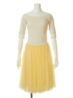 リブニットチュールワンピース/WHT