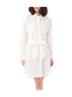 リボンベルトフィット&フレアシャツワンピース/オフホワイト(303)