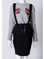 レースアップタイトスカート/ブラック