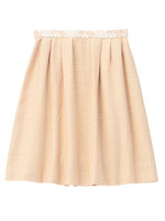 レース切り替えストレッチミディ丈スカート/ベージュ(052)