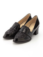 異素材コンビエナメルベルトローファー/ベージュコンビ