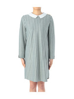 衿付きストライプワンピース/ブラック(319)