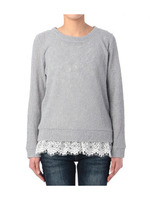 畦編みニット+裾レースタンクトップセット/ライトグレー(011)