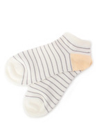 細ボーダーショートソックス/レッド系(065)