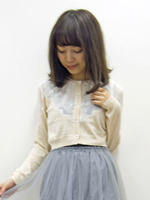 刺繍レースショートカーディガン/ブラック