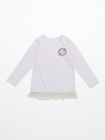 裾水玉フリルTシャツ/ライトグレ-