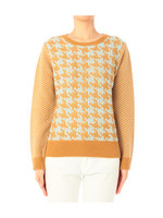 千鳥柄ニットプルオーバー/イエロー系(541)