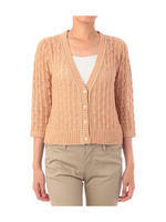 透かしニットカーディガン/オレンジ系(067)