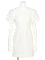 透かしボーダースリーブDRESS/ホワイト