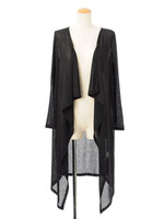 薄手ロングトッパーカーデ/ブラック