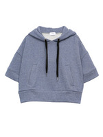 半袖ショートフーディー/デニムブルー