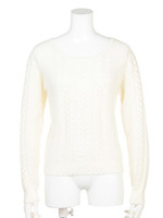 柄編みペールニットプルオーバー/ピンク