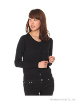 綿カシミヤニットカーディガン/ブラック