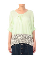 梨地裾レースドルマンプルオーバー/レッド系(062)