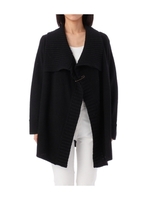 キルトピン付きウール混ショールカーディガン/ブラック(019)