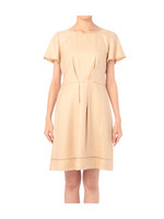 シャインツイルリボン結びワンピース/ベージュ系(051)