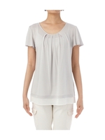 タック入り裾シフォンカットソー/グレー系(011)