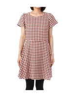 千鳥チェックフレアワンピース/レッド系(163)