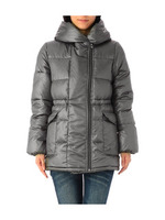 フードつきジップアップダウンコート/グレー系(014)