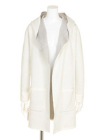 配色フードロングカーデ/ホワイト