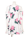 8Bit Floral Cutout Shoulder Dress/WHITE