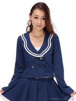 【Tralala】ビッグカラーミニ裏毛ブルゾン/ネイビー