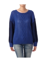 ケーブル配色ニットプルオーバー/ブルー系(592)