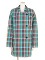 チェック オーバー コート/柄GRN