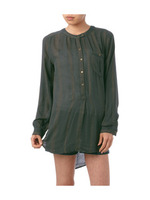 ノーカラーテールカットブラウス/グリーン(122)