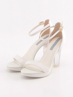 クリアヒールアンクルストラップサンダル/WHITE